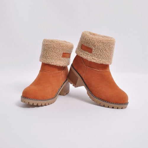 Damen nan gefütterte Kurzstiefelette mit Umschlag-Fellmanschette, Wildlederoptik und robuster Profilsohle Echo Archiv