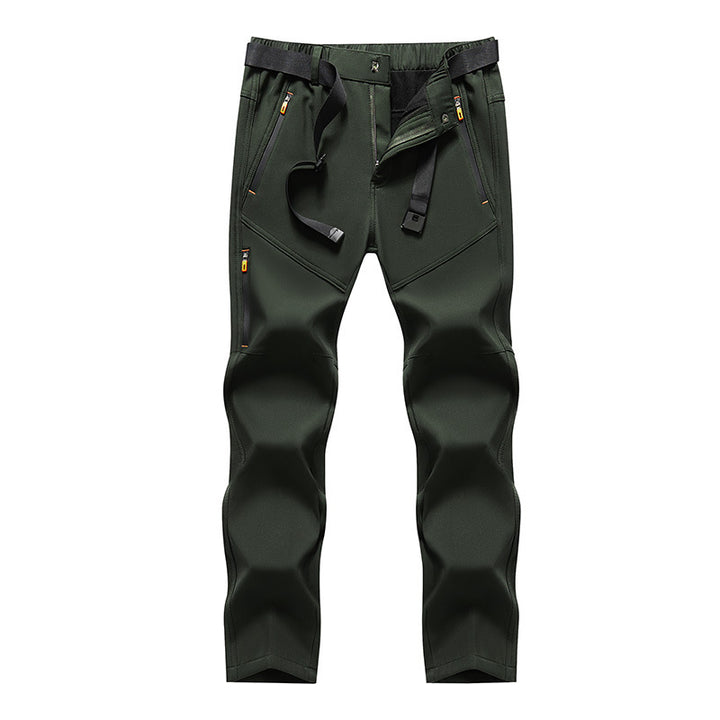Herren Technische Softshell‑Outdoorhose mit vorgeformten Knien, wasserabweisenden Reißverschlüssen & integriertem Gürtel Echoarchiv
