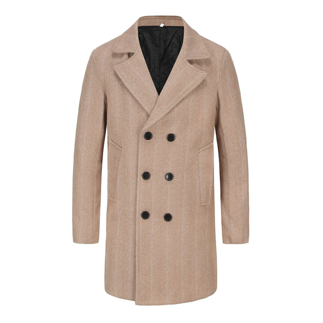 Herren eleganter Wollmantel mit doppeltem Revers und strukturiertem Design Echoarchiv