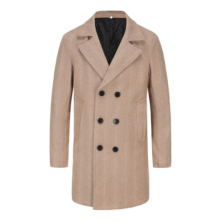 Herren eleganter Wollmantel mit doppeltem Revers und strukturiertem Design Echoarchiv