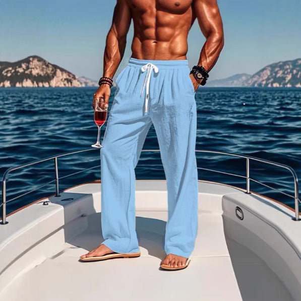 Herren lässige Strandhose mit elastischem Bund und seitlichen Taschen Echoarchiv