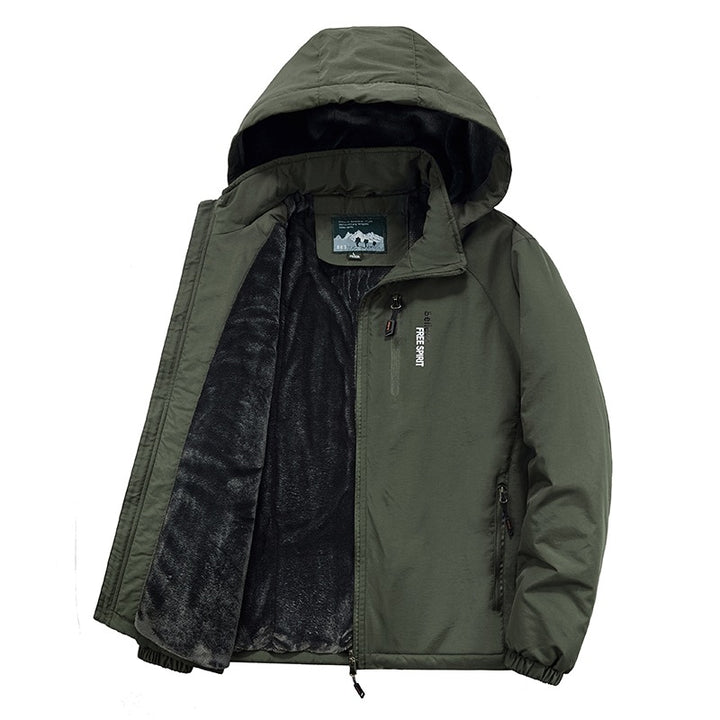 Herren Isolierte Outdoor-Übergangsjacke mit wärmendem Teddyfutter und Kapuze Echoarchiv