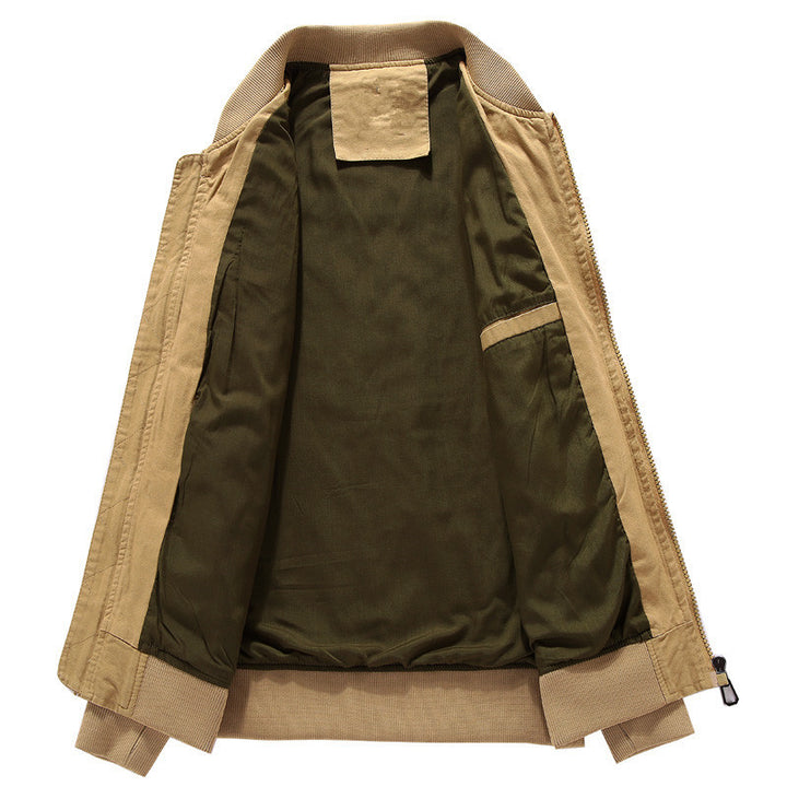 Herren Baumwoll-Canvas Bomberjacke im Field-Stil mit Badge‑Applikationen und Ärmeltasche – Brevano