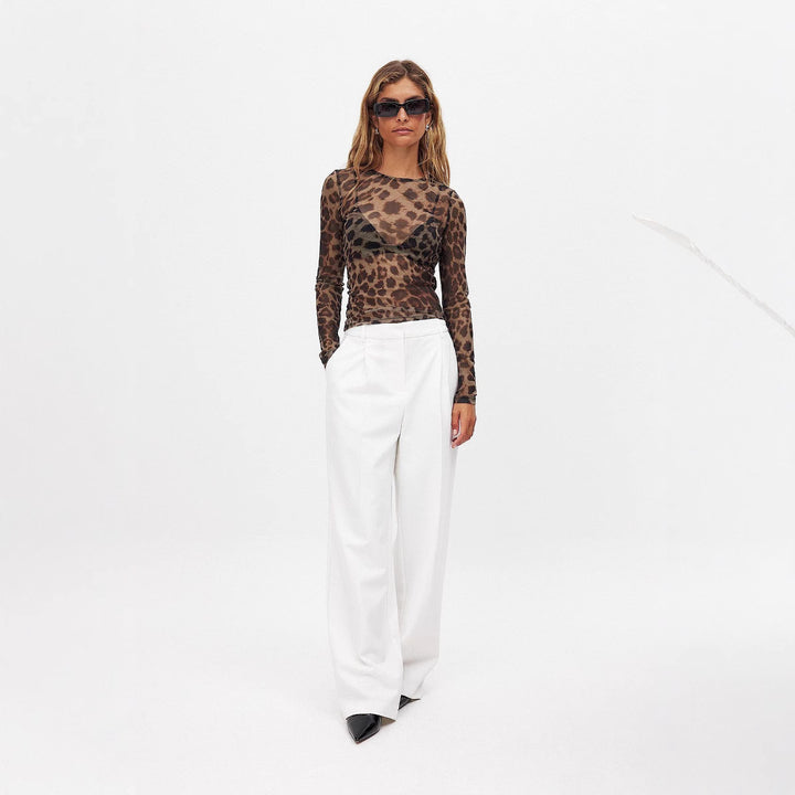 Damen langärmliges Shirt mit transparentem Leopardenmuster Echo Archiv