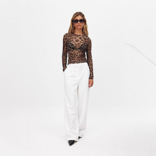 Damen langärmliges Shirt mit transparentem Leopardenmuster Echo Archiv