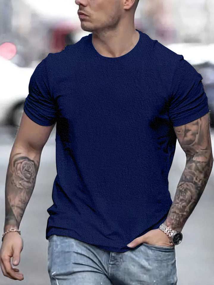 Herren lässiges T-Shirt mit strukturierter Oberfläche und bequemem Schnitt Echoarchiv