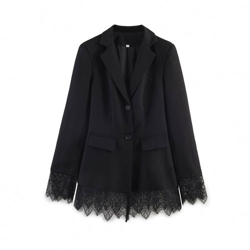 Damen taillierter Blazer mit Spitzenbesatz und ausgestelltem Saum Echo Archiv