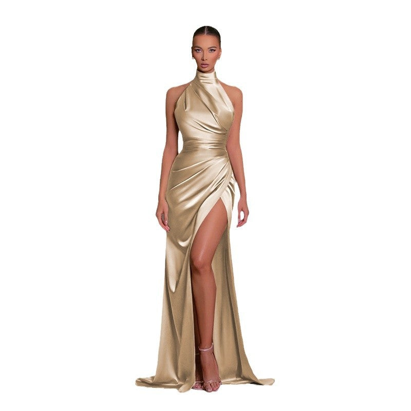 Damen glamouröses Abendkleid mit hohem Schlitz und eleganter Wickeloptik Echo Archiv