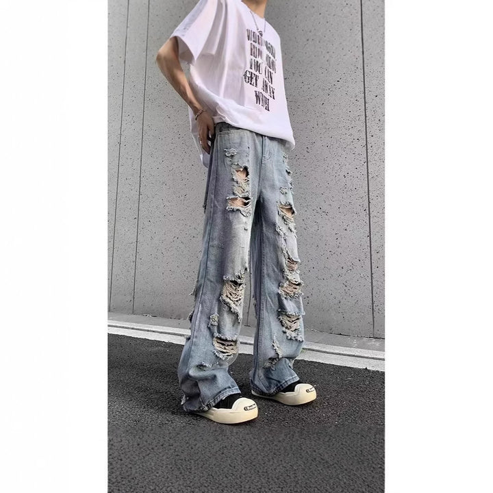 Damen Modische Destroyed Baggy-Jeans Echoarchiv