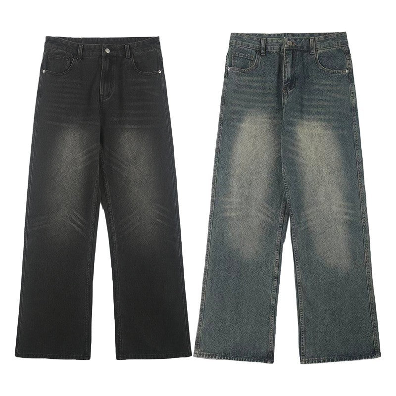 Herren Baggy-Jeans mit tiefem Schritt, verwaschener Vintage-Denim und geradem Bein Echo Archiv