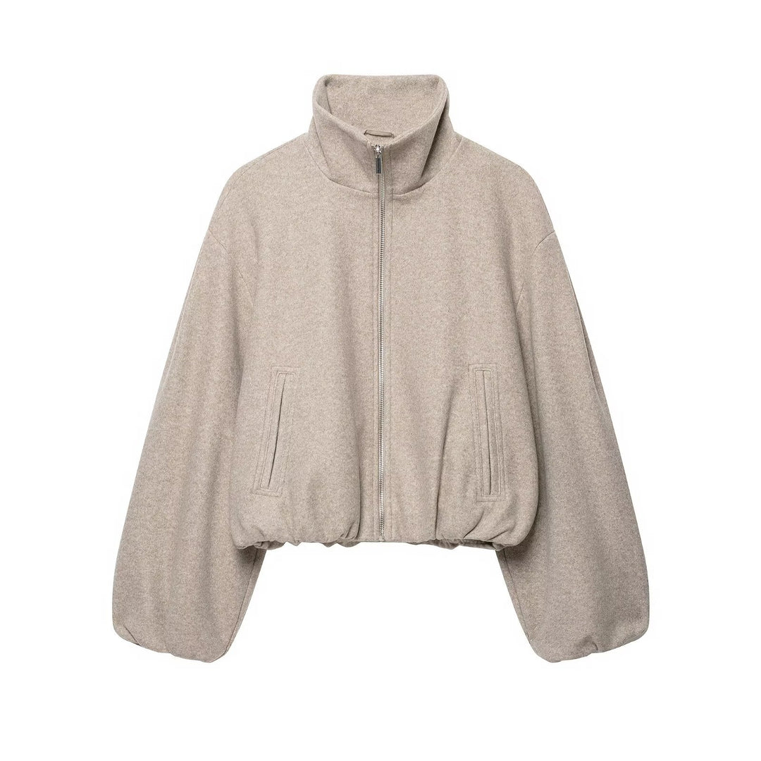 Damen Oversized Kurzblouson mit Stehkragen, Reißverschluss und elastischem Saum Echo Archiv