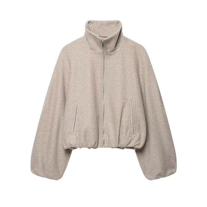 Damen Oversized Kurzblouson mit Stehkragen, Reißverschluss und elastischem Saum Echo Archiv