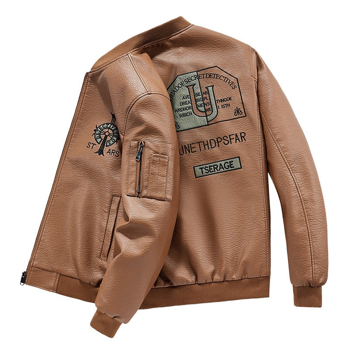 Herren Modische Kunstleder-Bomberjacke mit Taschen Echo Archiv