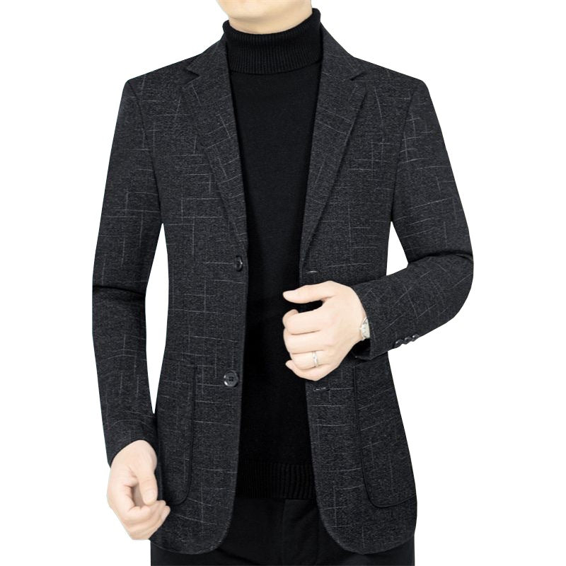 Herren Slim-Fit Sakko aus Wollmischung mit dezentem Karomuster – Tianoro