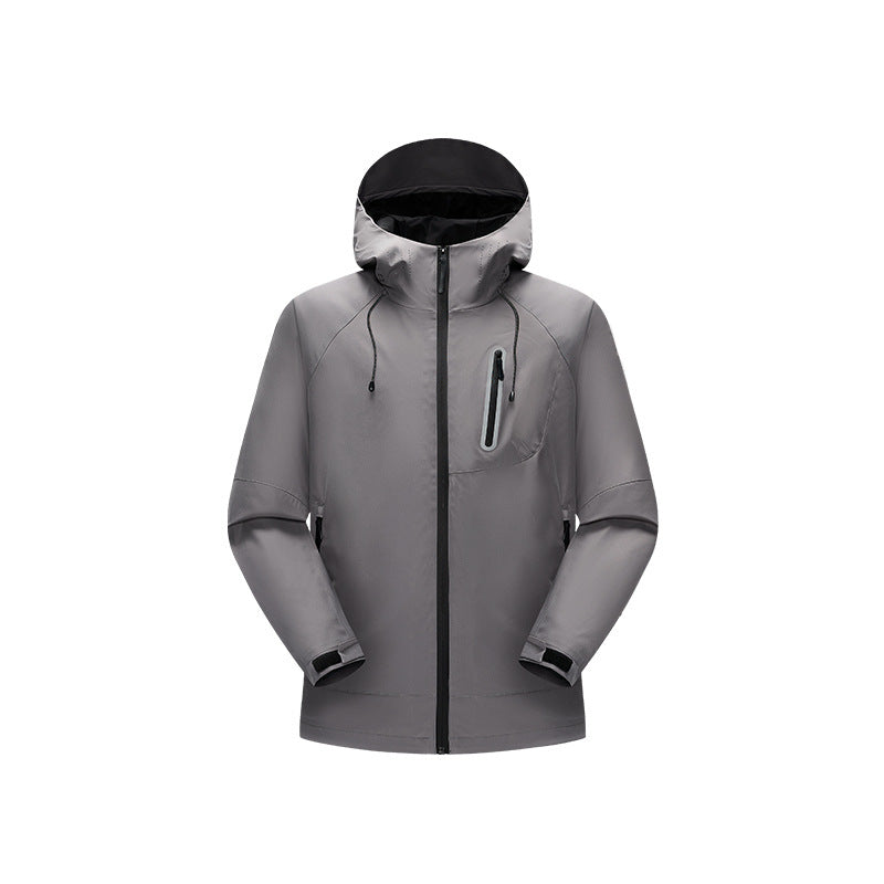 Herren Wasserdichte Softshell-Regenjacke mit verstellbarer Kapuze und Brustreißverschluss Echo Archiv