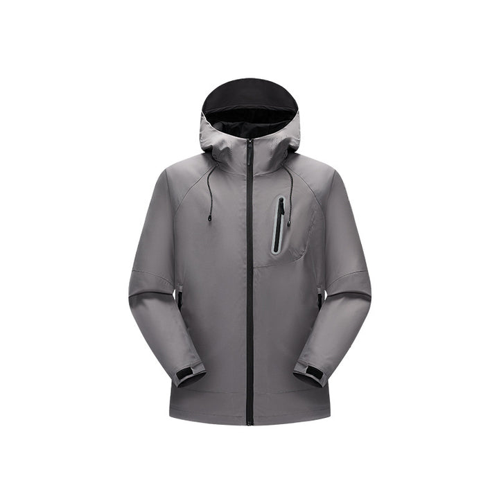 Herren Wasserdichte Softshell-Regenjacke mit verstellbarer Kapuze und Brustreißverschluss Echo Archiv