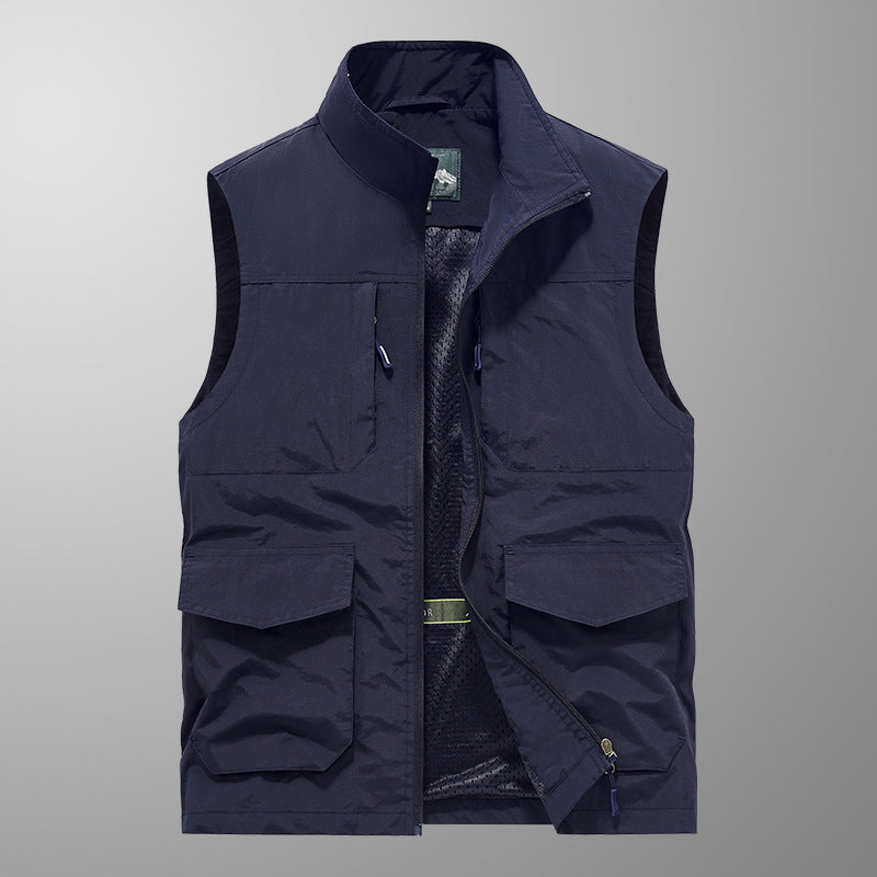 Herren Utility-Outdoorweste mit Multifachtaschen, Mesh-Futter & Stehkragen Echo Archiv