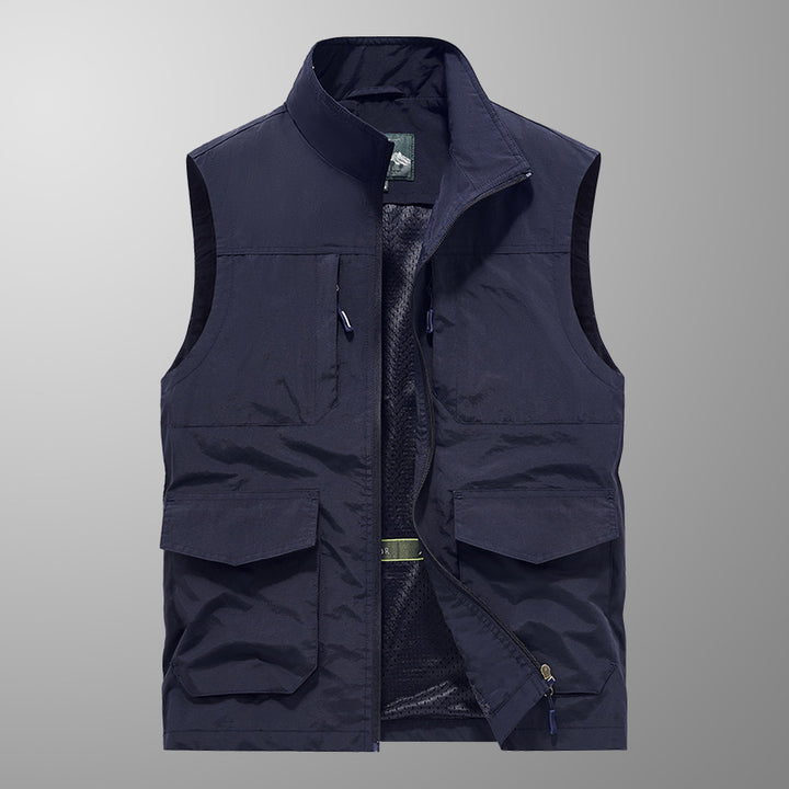 Herren Utility-Outdoorweste mit Multifachtaschen, Mesh-Futter & Stehkragen Echo Archiv