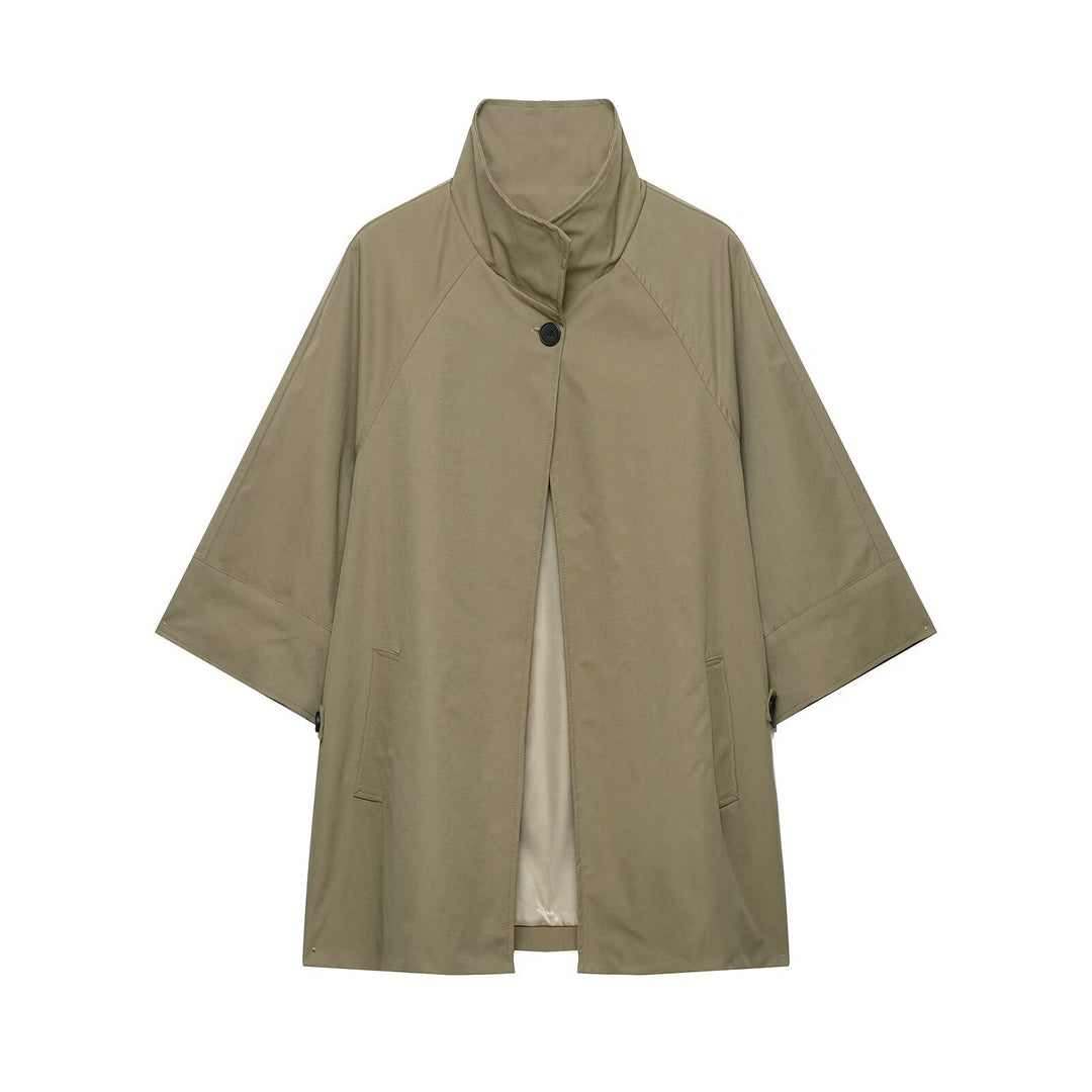 Damen Zweiteiler Kurzcape-Jacke mit Stehkragen und hochtaillierter Plissee-Culotte Echo Archiv