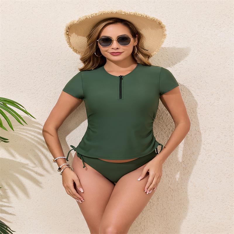 Damen Rashguard-Bikini-Set mit kurzem Arm und verstellbarem Kordelzug Echo Archiv