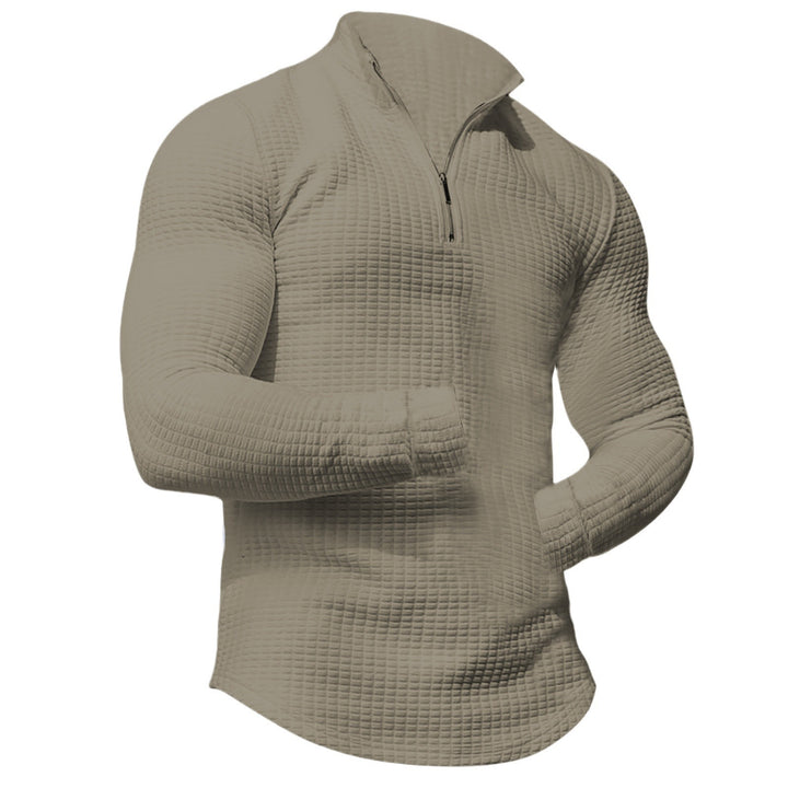 Herren Waffelstrick-Langarmshirt mit kurzem Reißverschluss Echoarchiv
