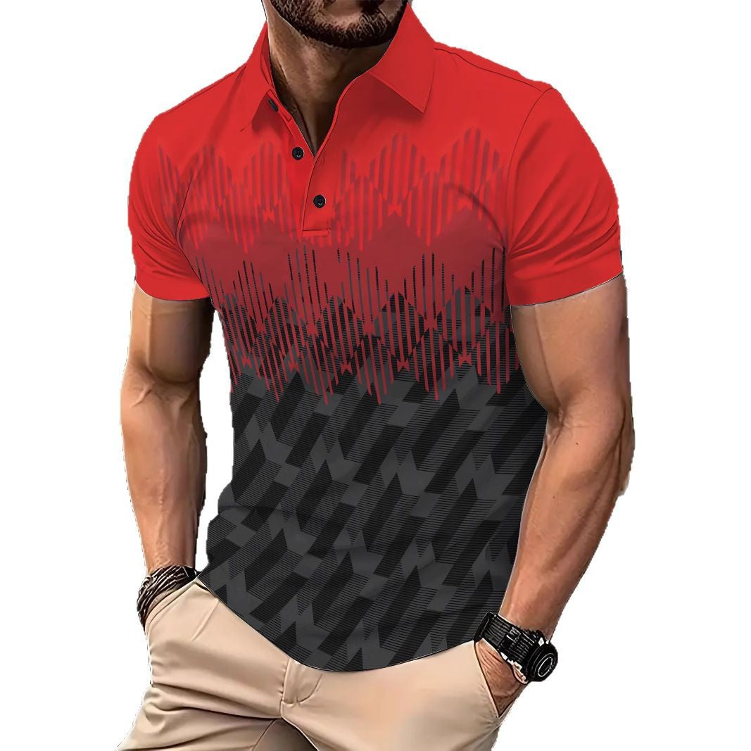 Herren Poloshirt mit kreativen Grafikdetails und atmungsaktivem Material Echoarchiv