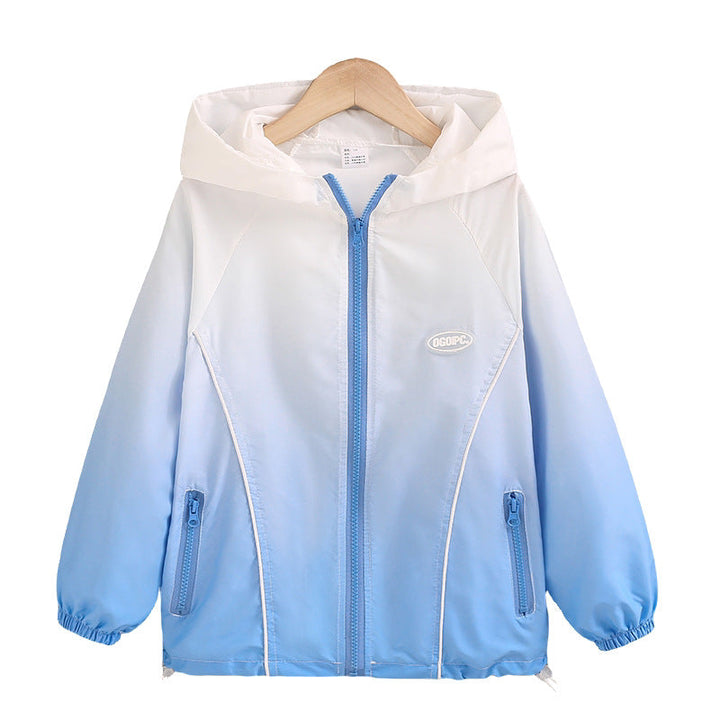 Damen nan leichter Kapuzen-Windbreaker mit Reißverschluss und verdeckten Taschen Echo Archiv