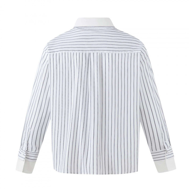 Damen Oversize-Hemdbluse mit Nadelstreifen, Kontrastkragen und Manschetten Echo Archiv