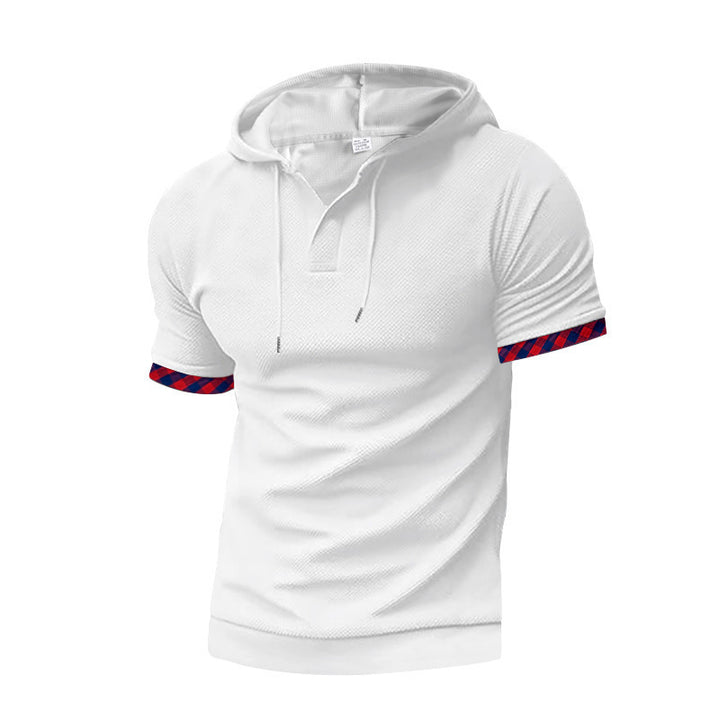 Herren Polo Shirt mit Kapuze und dekorativem Ärmelabschluss Echoarchiv