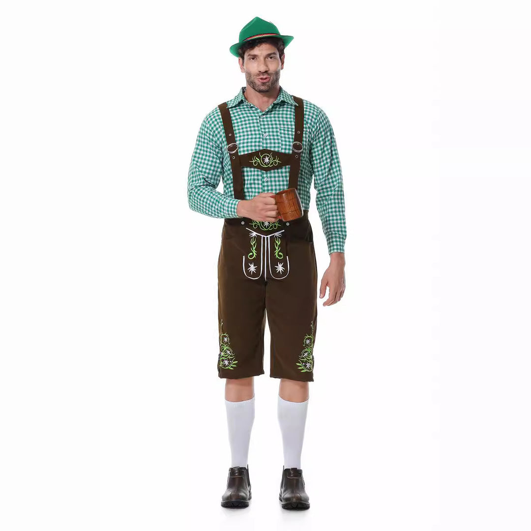 Herren nan authentische Trachtenlederhose kurz mit verstellbaren Trägern und aufwendiger Stickerei Echo Archiv