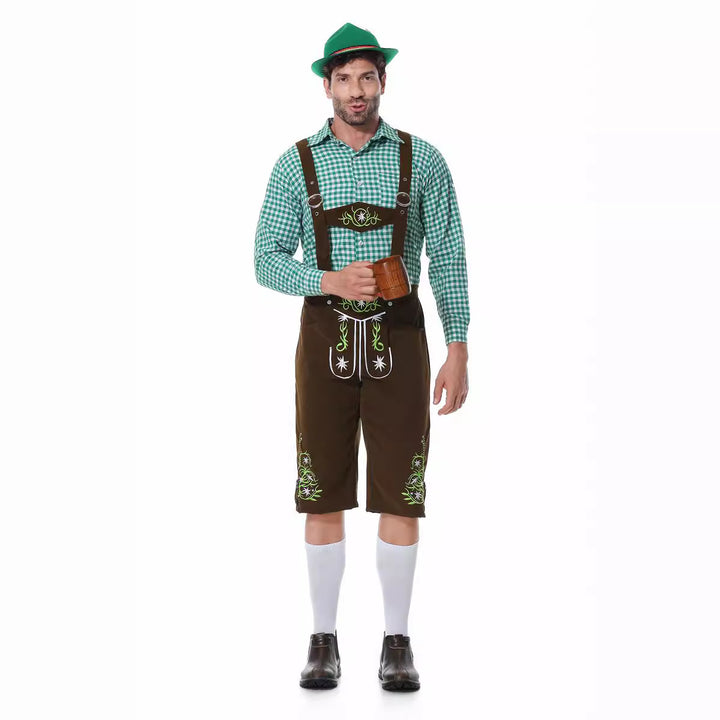 Herren nan authentische Trachtenlederhose kurz mit verstellbaren Trägern und aufwendiger Stickerei Echo Archiv