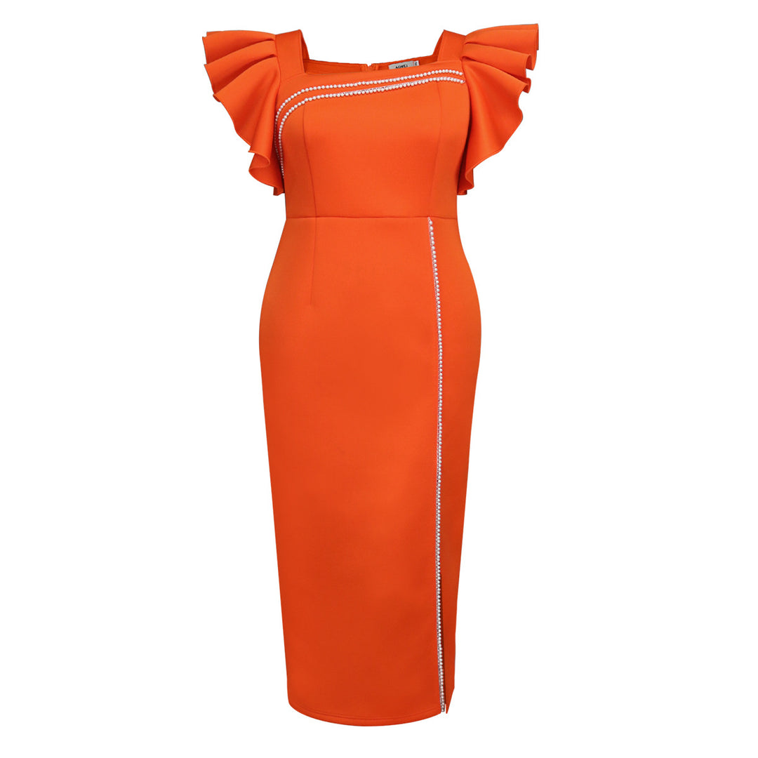 Damen Elegantes Maxikleid mit Puffärmeln und funkelnden Akzenten Echo Archiv