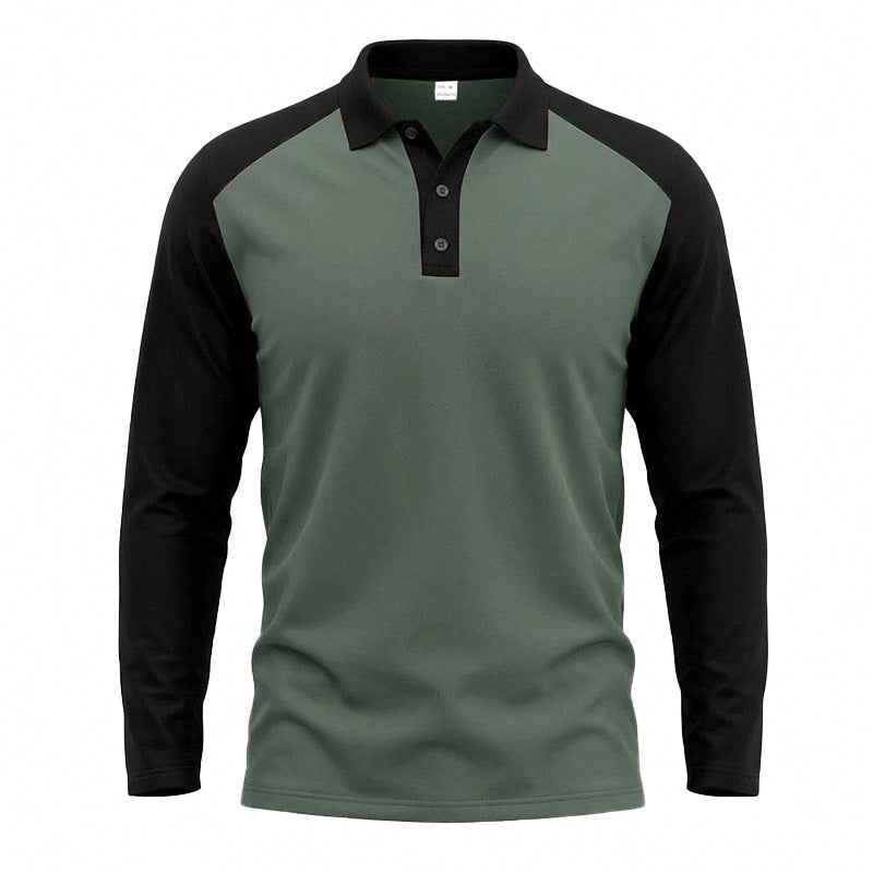 Herren nan langärmeliges Raglan-Polo aus Baumwollmix mit Knopfleiste und ergonomischem Schnitt Echo Archiv