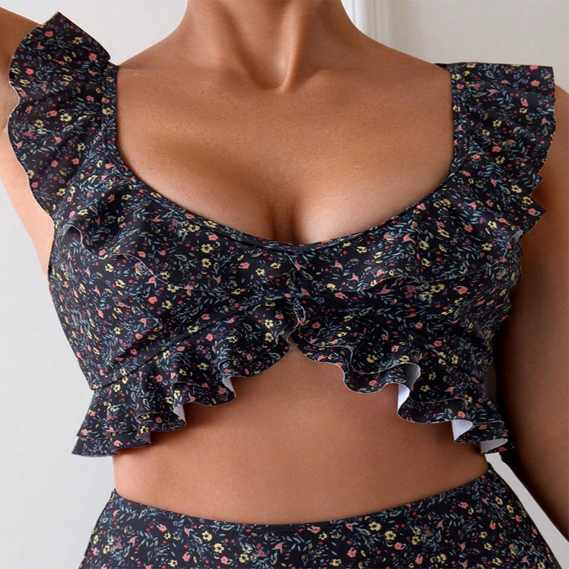 Damen Hochtailliertes Bikini-Set mit fröhlichem Rüschendetail Echo Archiv