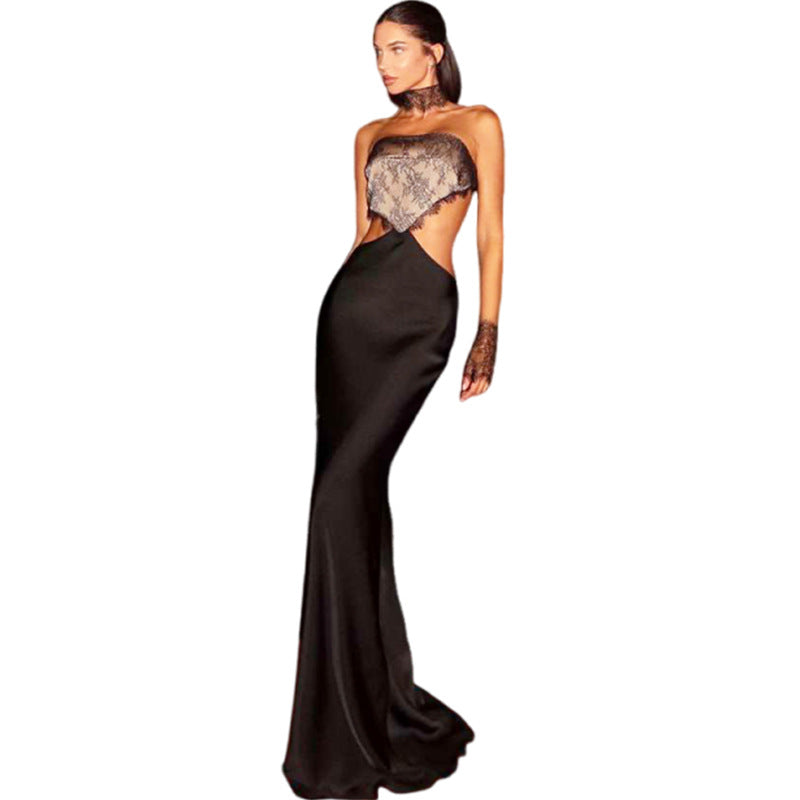 Damen Elegantes Maxikleid mit Spitze und Raffiniertem Schnitt Echo Archiv