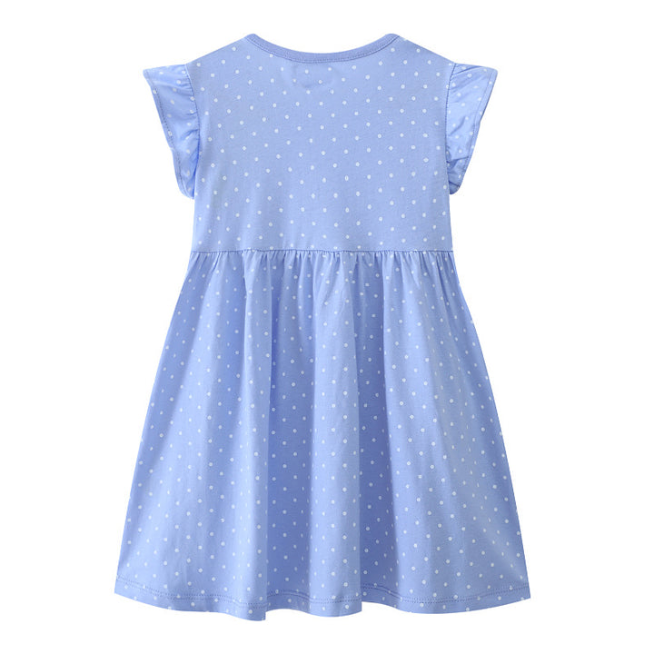 Mädchen Kurzarm Kleid mit fließendem Schnitt und süßem Hasenmotiv Echo Archiv