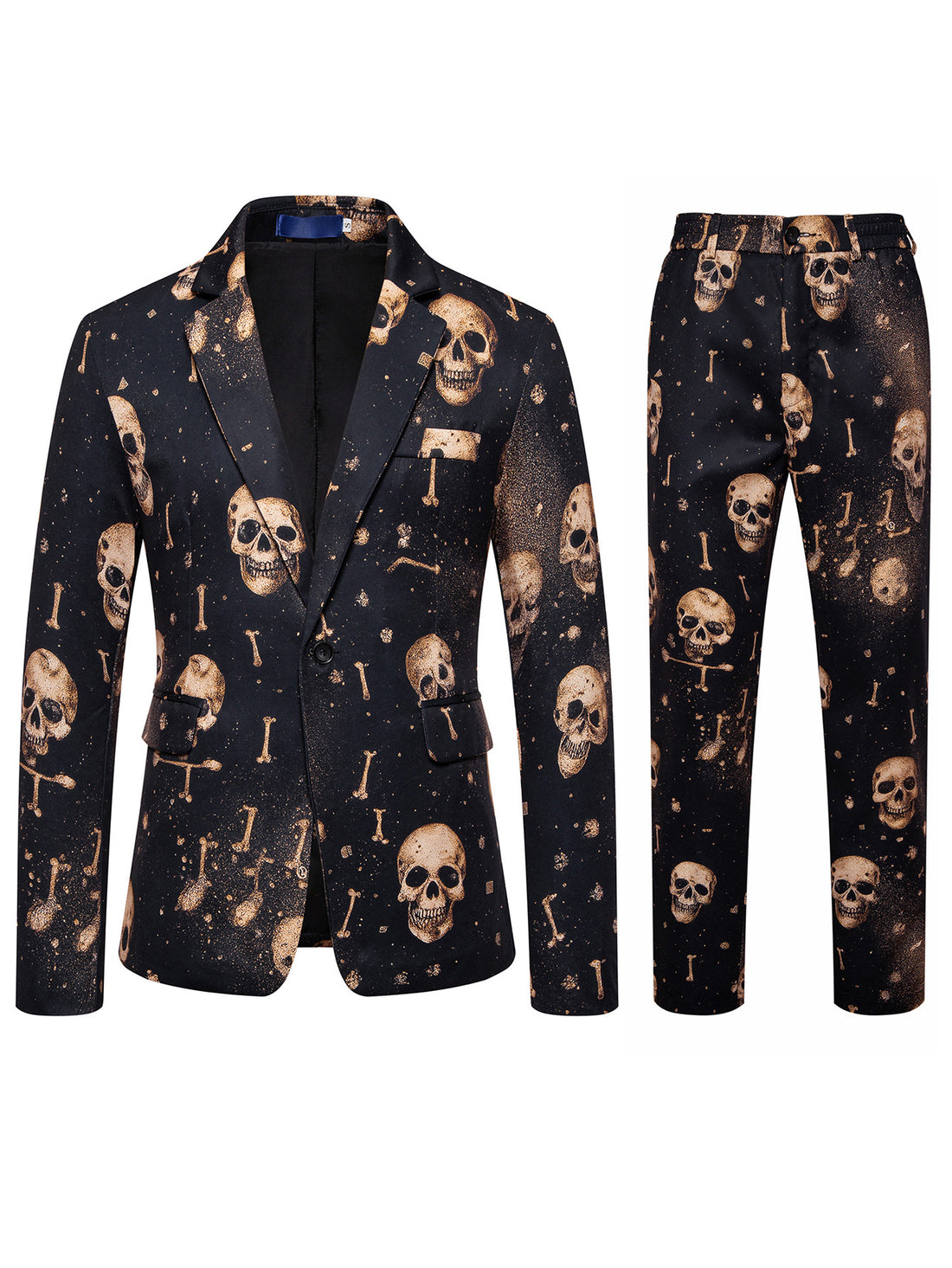 Herren Zweiteiliges Satin-Anzugsset mit grafischem Allover‑Print und schmaler Silhouette Echo Archiv