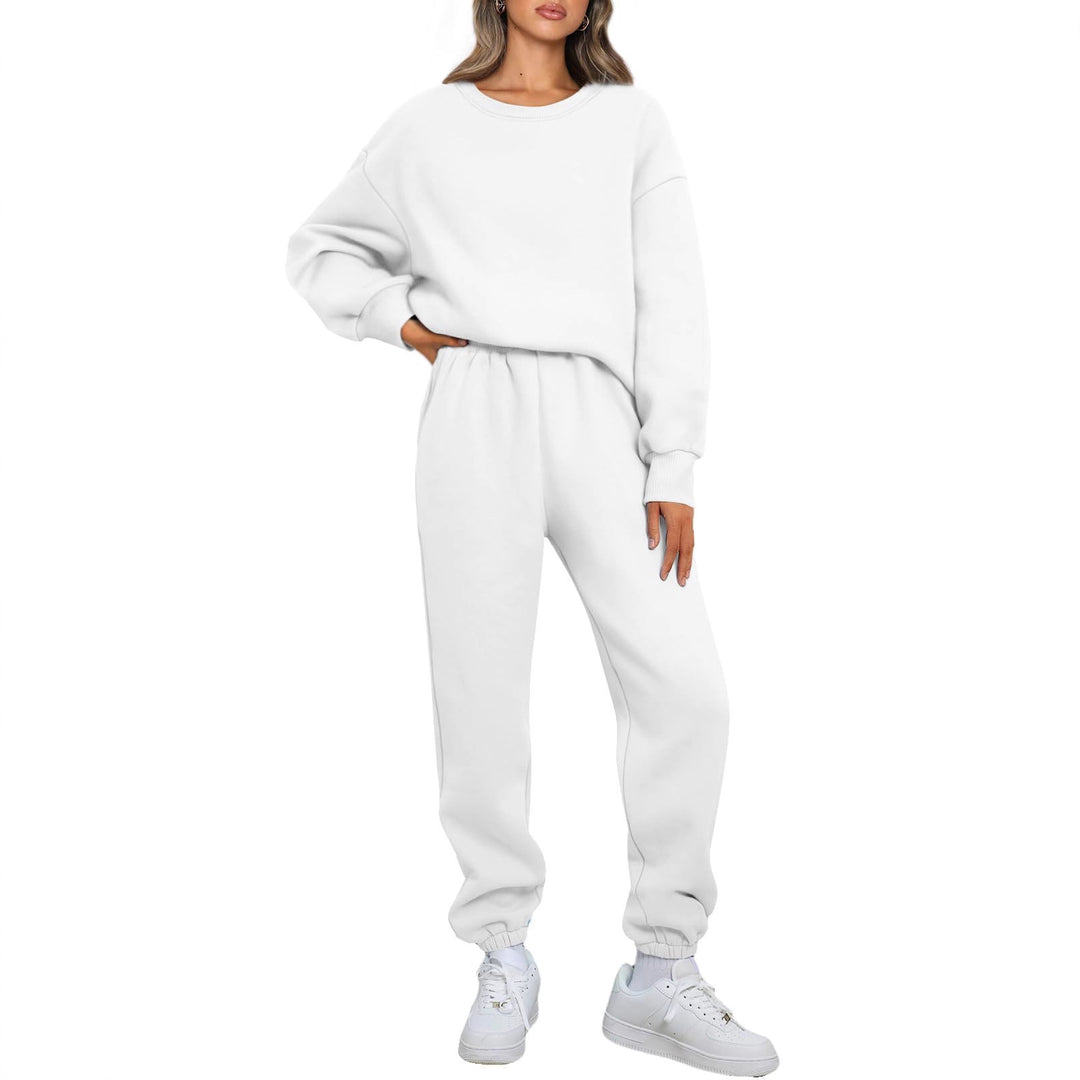 Damen gemütliches zweiteiliges Lounge-Set aus French-Terry mit Oversize-Sweatshirt und taillierter Jogginghose – Élanora