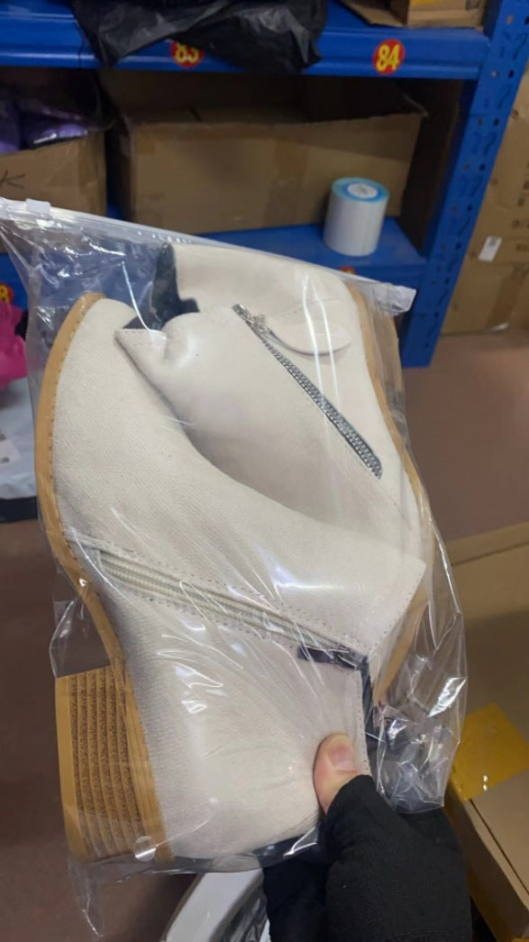Damen nan knöchelhohe Wildlederoptik-Stiefelette mit seitlichem Reißverschluss, gepolstertem Komfortfußbett und gestapeltem Blockabsatz Echo Archiv