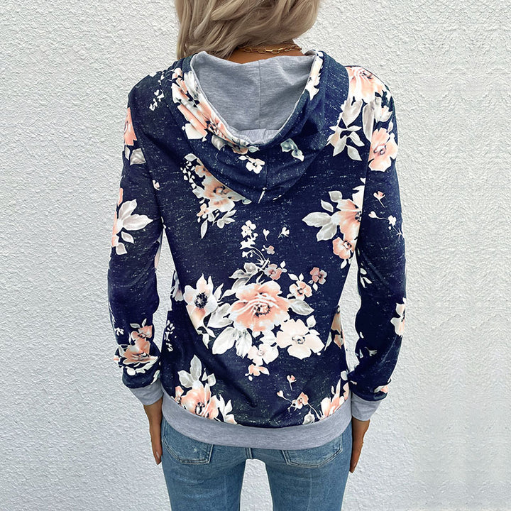 Damen Lässiger Kapuzenpullover mit floralem Muster Echo Archiv