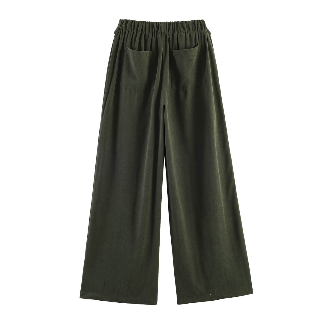 Damen Weite Highwaist‑Hose mit Umschlagbund und Cordoptik Echo Archiv