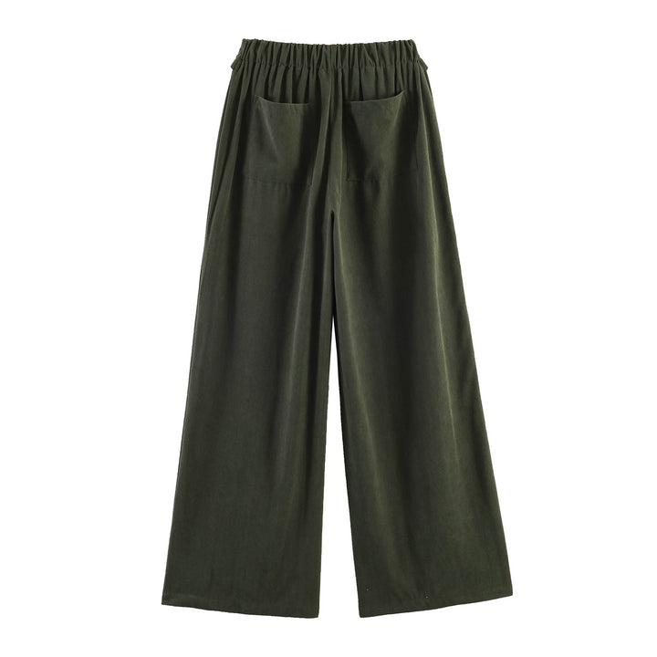 Damen Weite Highwaist‑Hose mit Umschlagbund und Cordoptik Echo Archiv