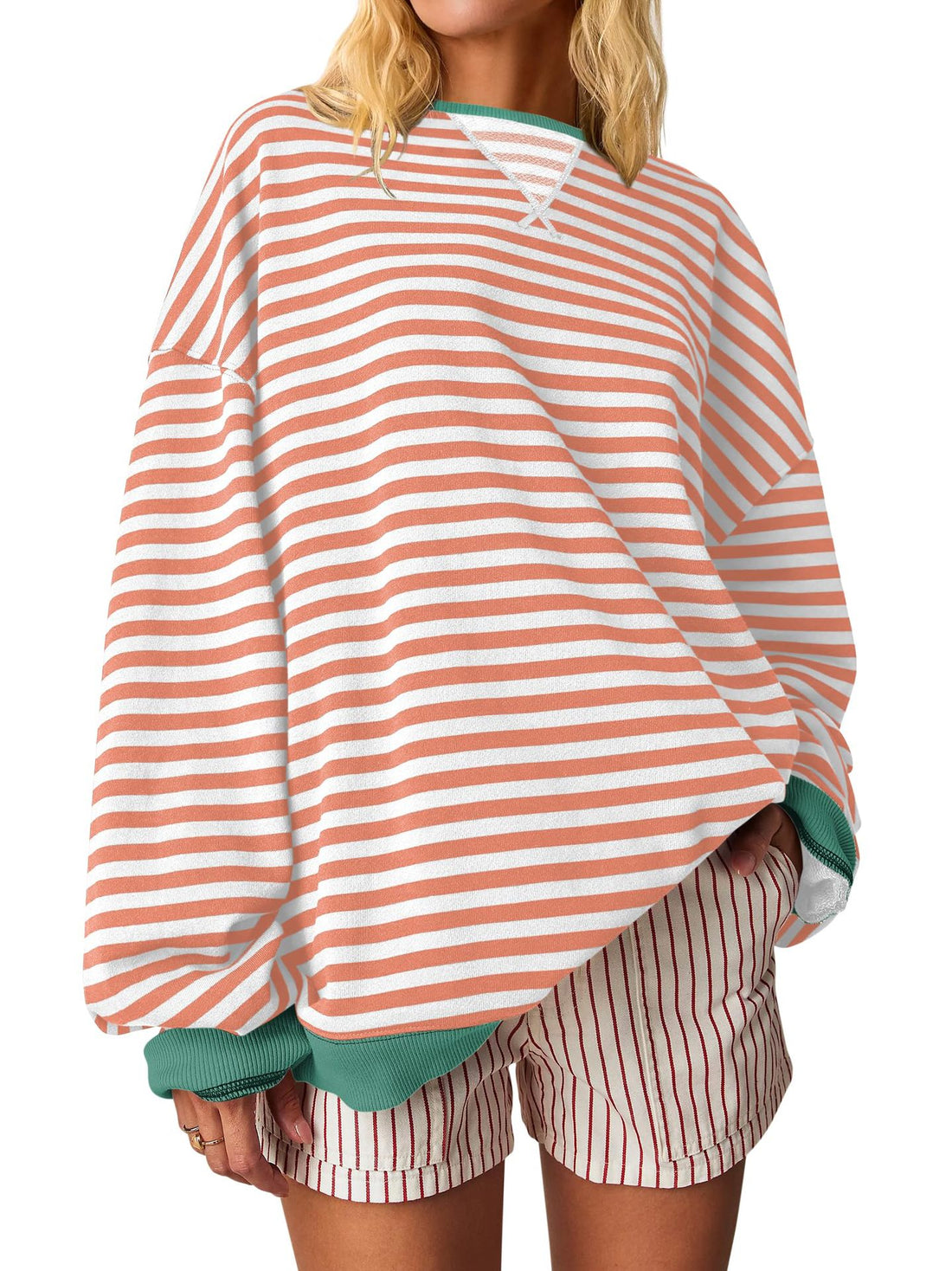 Damen Oversized gestreifter Sweatshirt – Mavelle