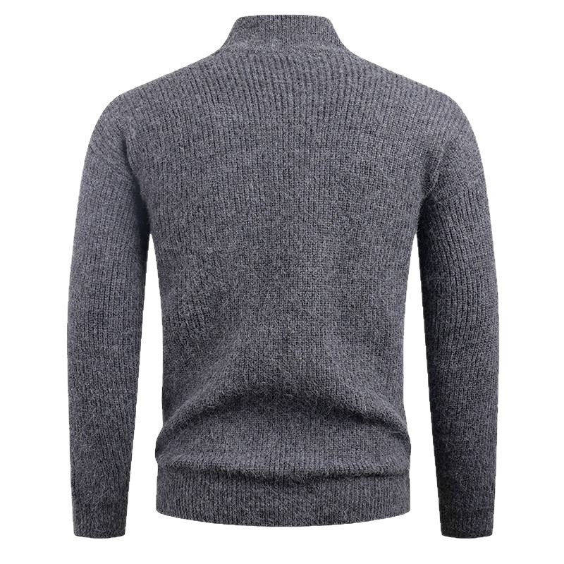 Herren Strickpullover mit hohem Kragen und dekorativem Reißverschluss Echoarchiv