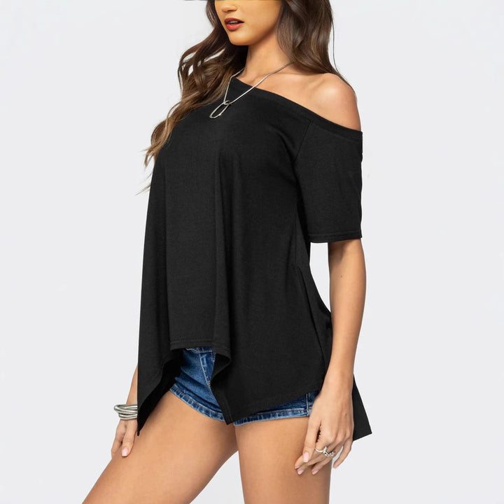 Damen Weit geschnittenes Off-Shoulder T-Shirt Echo Archiv
