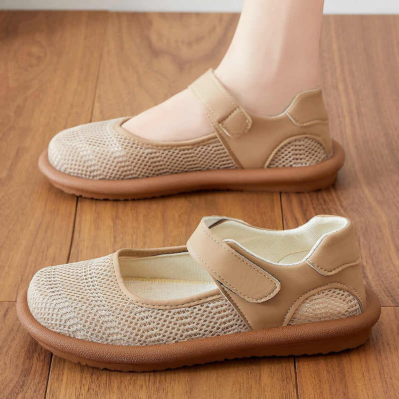 Damen nan atmungsaktive Mary-Jane Slipper mit Klettverschluss und ergonomischer Komfortsohle Echo Archiv