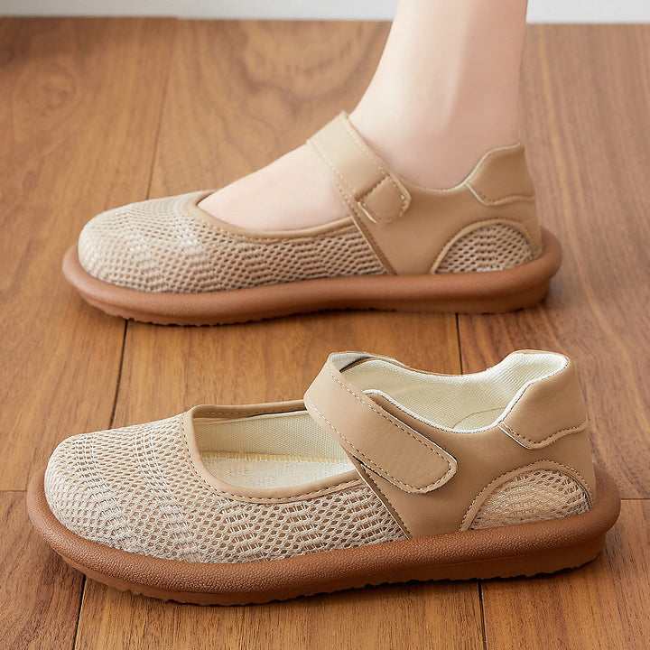 Damen nan atmungsaktive Mary-Jane Slipper mit Klettverschluss und ergonomischer Komfortsohle Echo Archiv