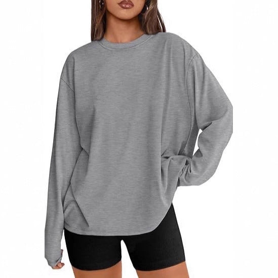 Damen Oversize-Sweatshirt mit Rundhalsausschnitt und verlängertem Saum – Avérine