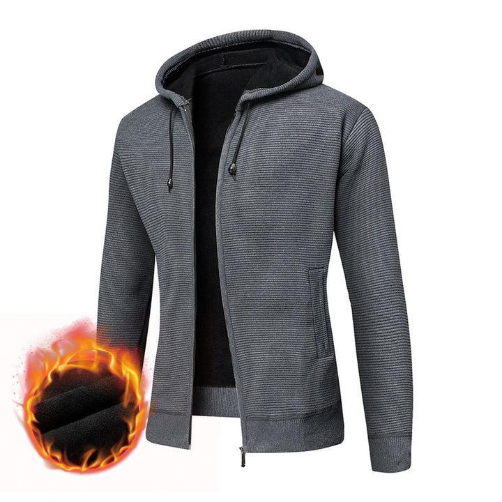Herren fleecegefütterte Kapuzenjacke mit modischem Rippdesign Echoarchiv