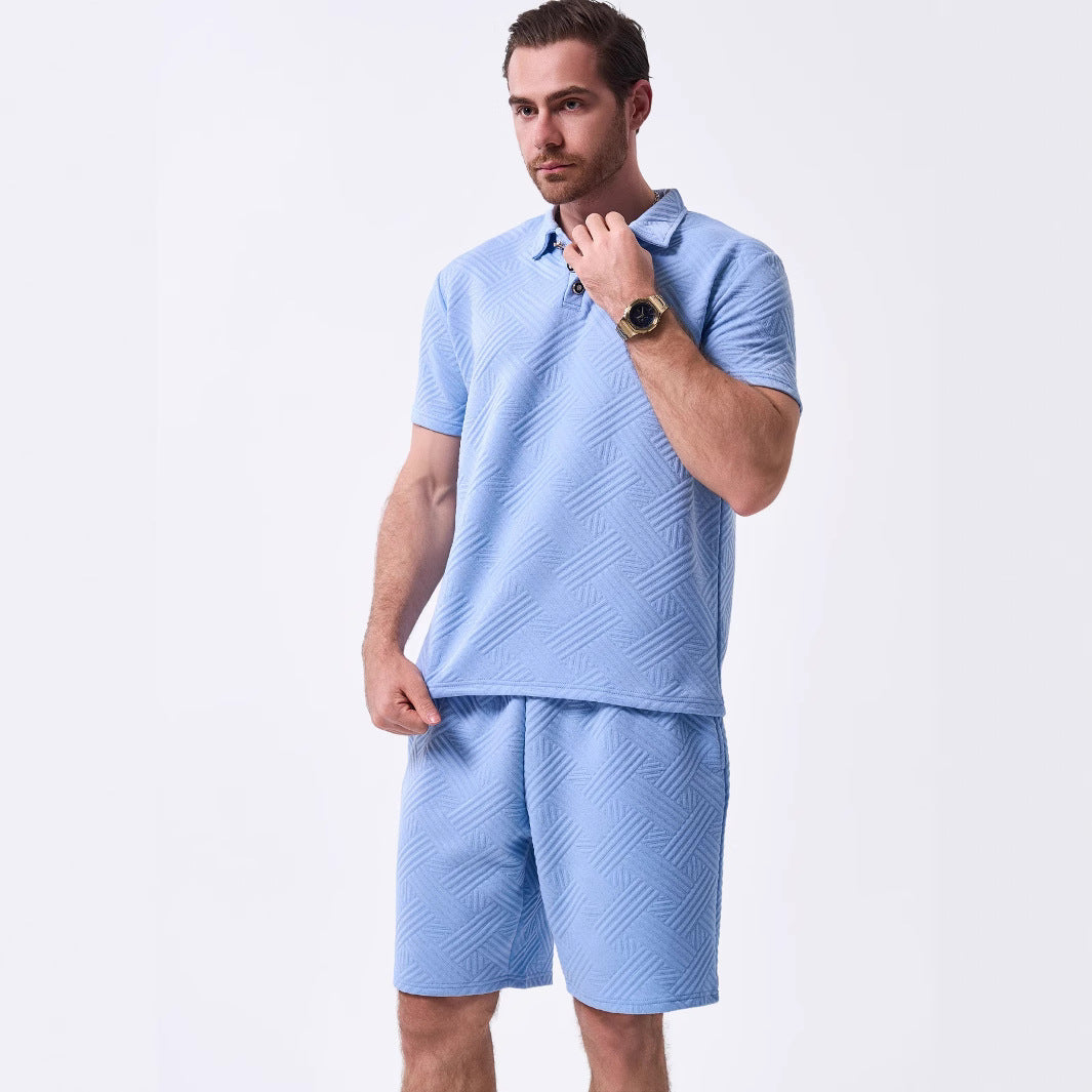 Herren sportliches Kurzarm-Polohemd und Shorts-Set mit atmungsaktivem Design und moderner Struktur Echoarchiv